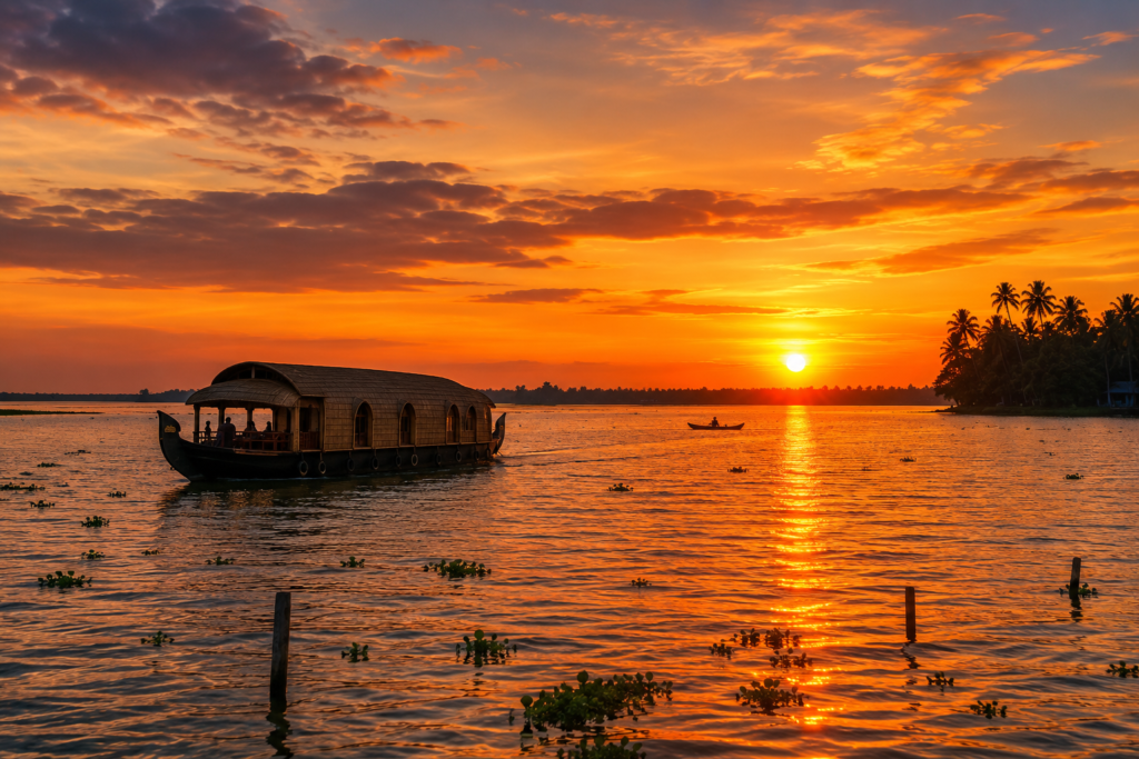Tranquil Sunset on Vembanad Lake - one of the hidden gems in Kumarakom